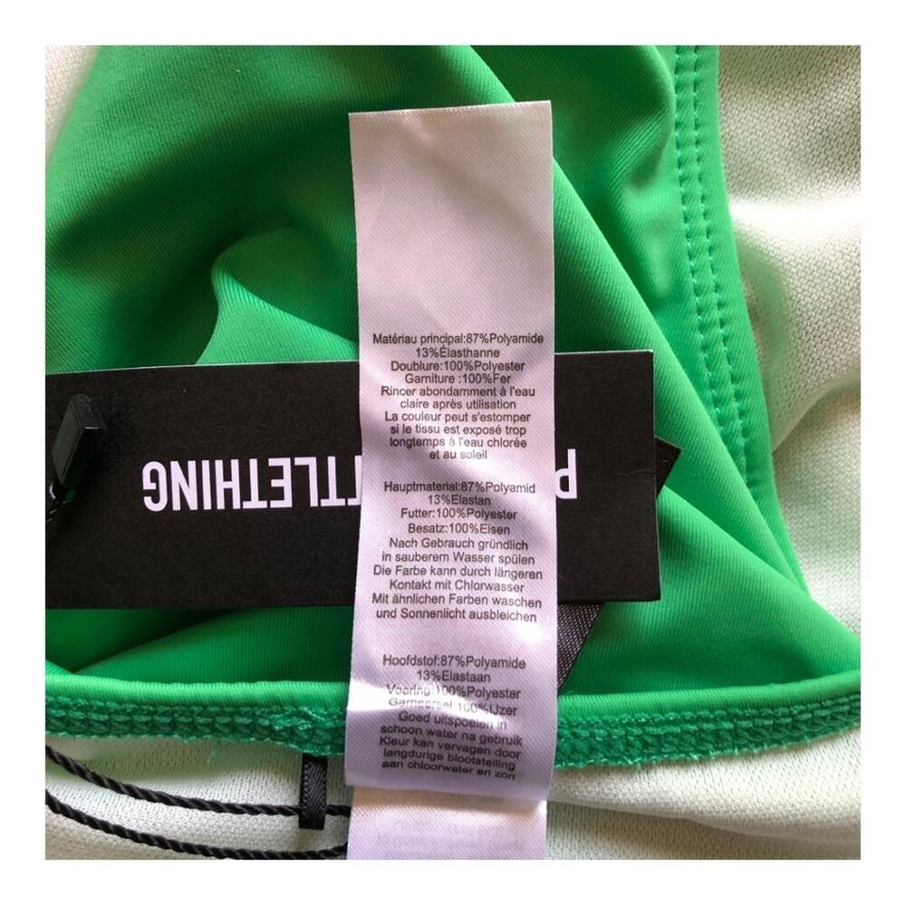 PrettyLittleThing Green Bead Detail Ruched Cut Out Plus Swimsuit Women’s Size 22 - Picture 10 of 15